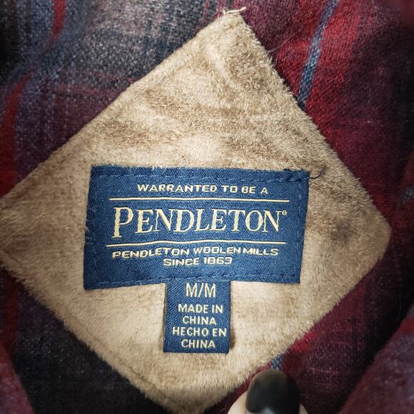 Pendleton Women's M Full Zip Fuzzy Jacket Burgundy Red Fall Granola Girl Shacket - Picture 5 of 11